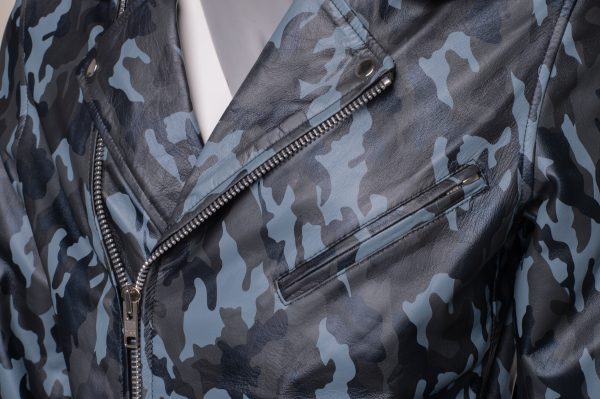 Aman Dowling's Blue Camouflage biker style jacket - Image 4