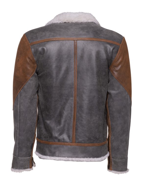 Scott's Patched Leather jacket with Sherpa Lining - Image 2