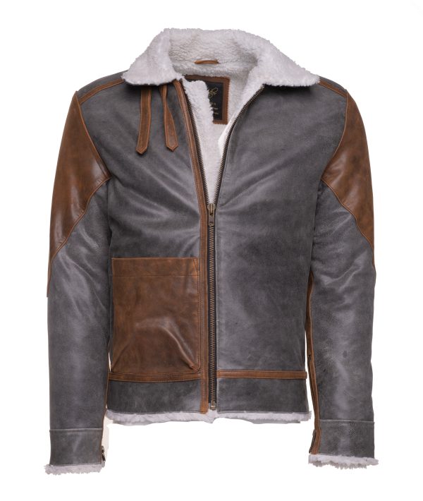 Scott's Patched Leather jacket with Sherpa Lining