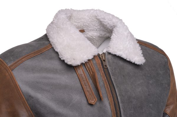 Scott's Patched Leather jacket with Sherpa Lining - Image 5