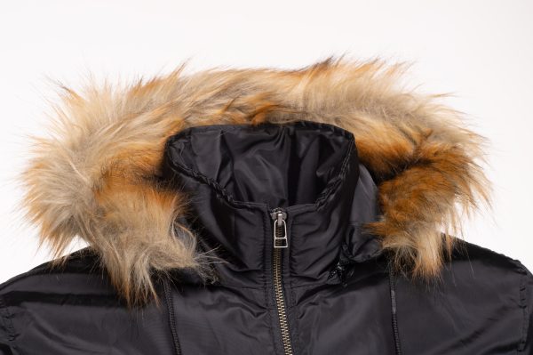 Isaac's Black Nylon flight jacket with fur on collar - Image 5