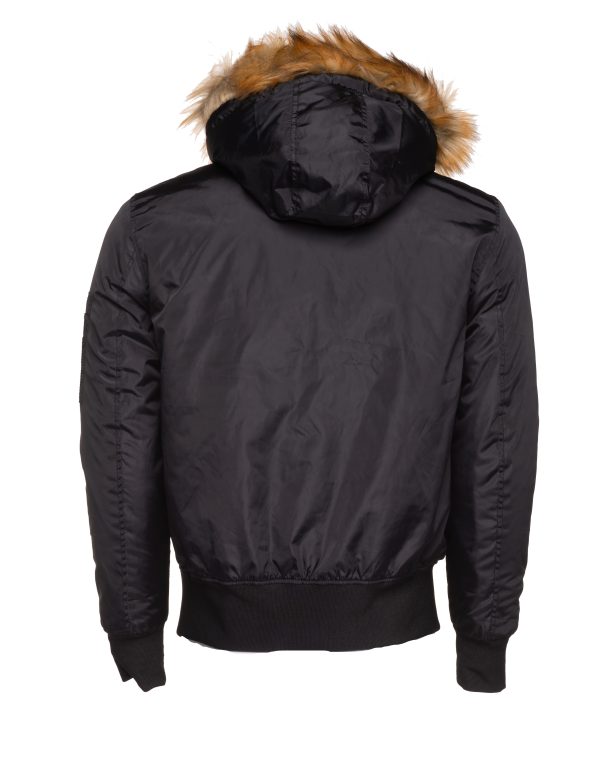 Isaac's Black Nylon flight jacket with fur on collar - Image 3