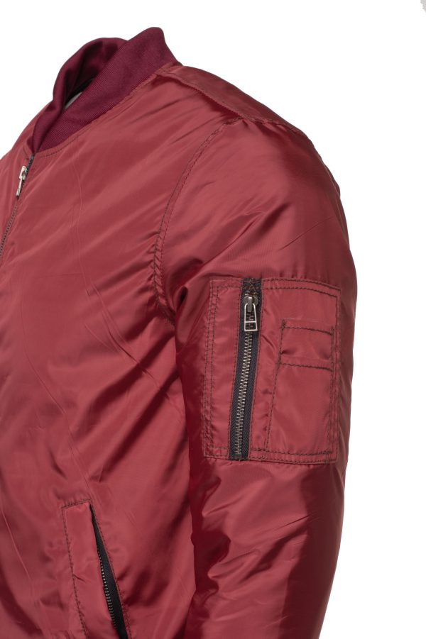 Archer's Maroon Nylon flight jacket with ribbed waist - Image 4