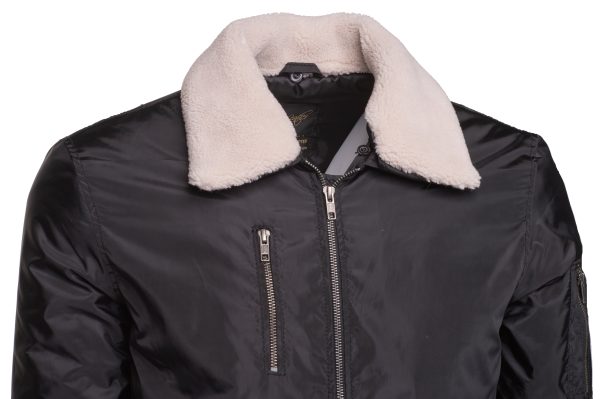 Riccardo's Black Nylon flight jacket with fur collar - Image 3