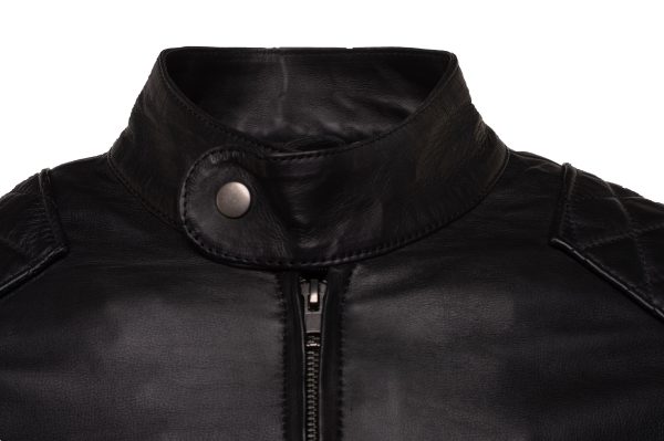 Welsh's moto style leather jacket with diamond stitching details - Image 4