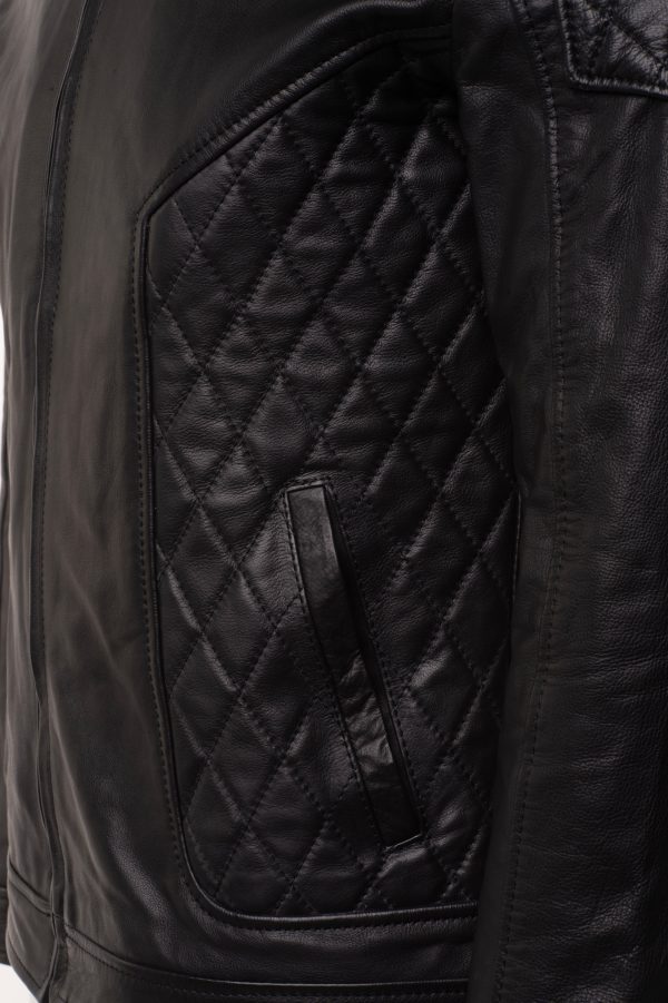 Welsh's moto style leather jacket with diamond stitching details - Image 5