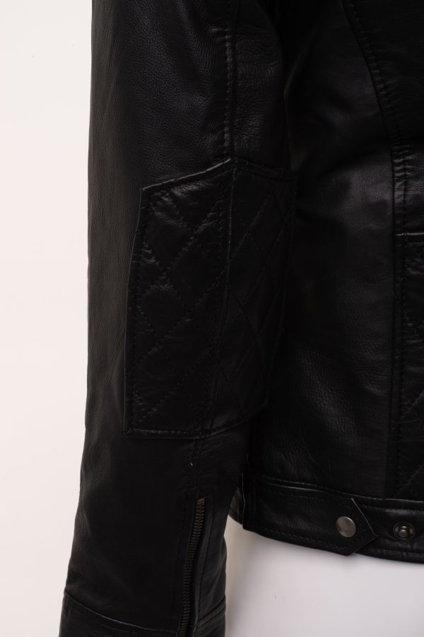 Welsh's moto style leather jacket with diamond stitching details - Image 6