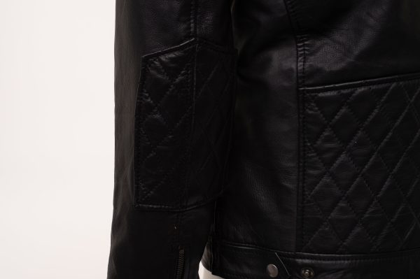 Welsh's moto style leather jacket with diamond stitching details - Image 7