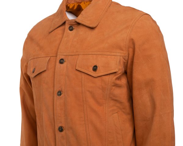 Trucker Shirt Tan Nubuck Leather jacket - Image 3