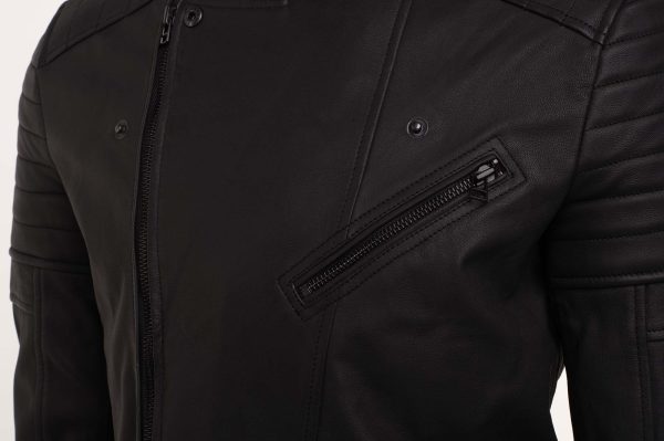 Turner's Matte leather Biker Jacket with ribbed detailing - Image 3