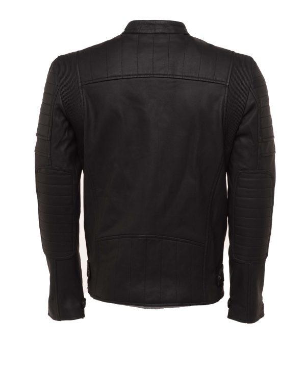 Turner's Matte leather Biker Jacket with ribbed detailing - Image 4