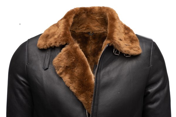 Classic Ginger Brown B3 Bomber Aviator Shearling Jacket - Image 4