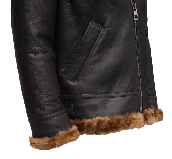 Classic Ginger Brown B3 Bomber Aviator Shearling Jacket - Image 5