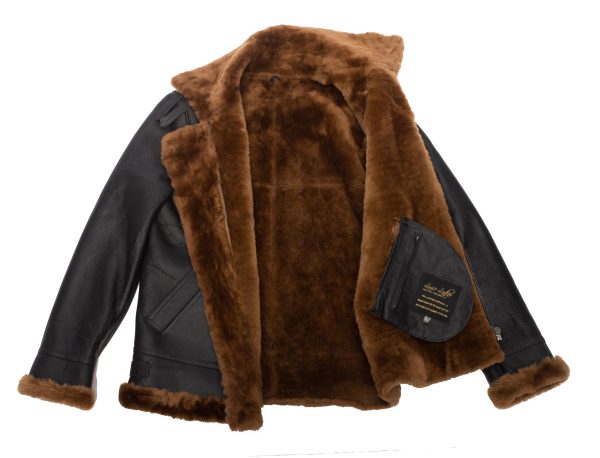 Classic Ginger Brown B3 Bomber Aviator Shearling Jacket - Image 6