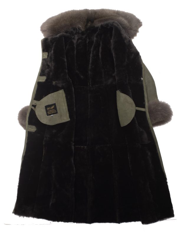 Caitlan’s Shearling Sheepskin Full Length Long Coat With Fox Fur Trim - Image 5