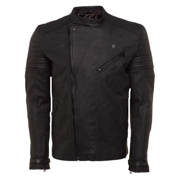 Turner's Matte leather Biker Jacket with ribbed detailing - Image 2