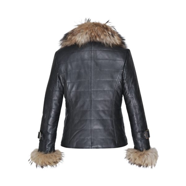 Jami black winter jacket with real fur trim - Image 2