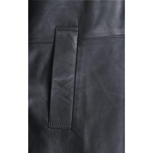 Eric's black leather car coat with fur collar - Image 7