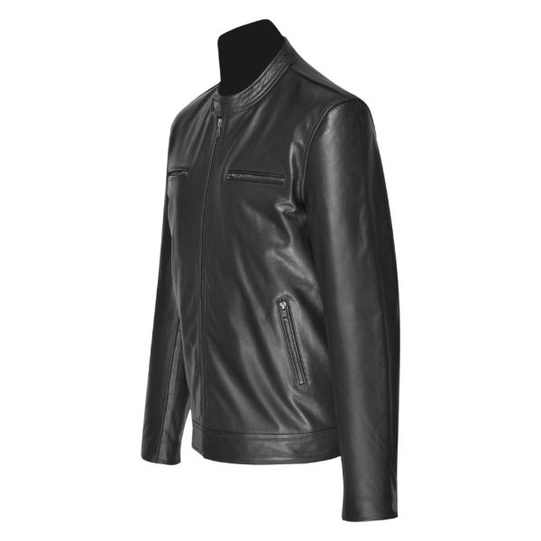 Bandit Black Cafe Racer Heavy Leather Jacket - Image 3