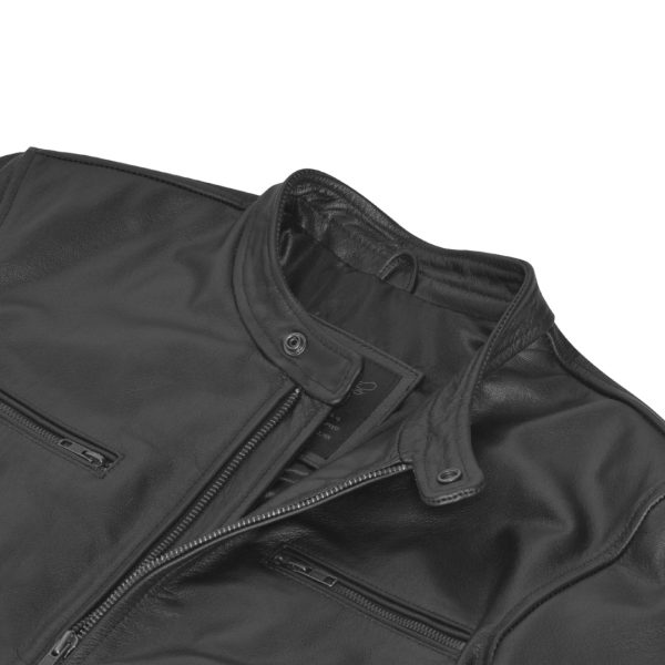 Bandit Black Cafe Racer Heavy Leather Jacket - Image 4