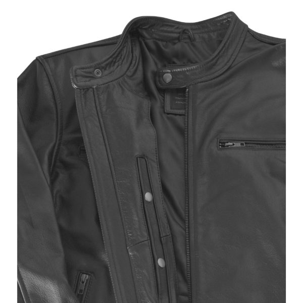 Bandit Black Cafe Racer Heavy Leather Jacket - Image 5