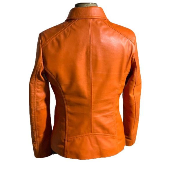 Amelia Women's orange leather jacket - Image 2