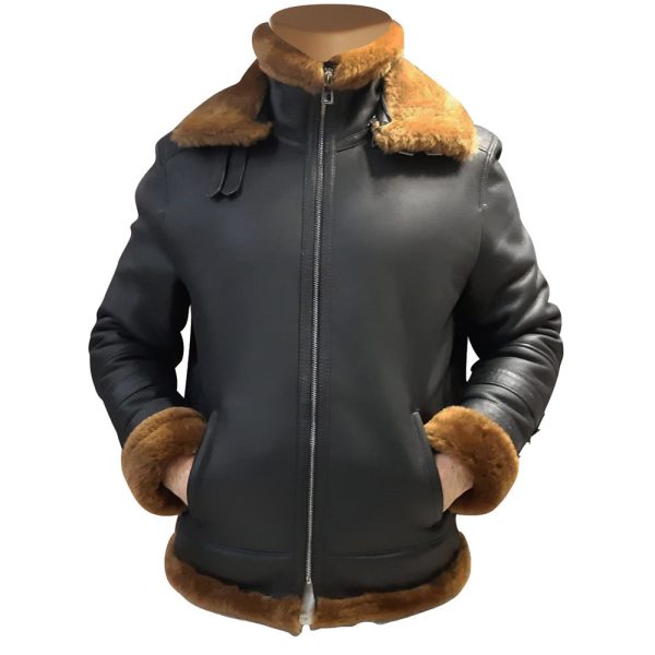 Viktor's black Aviator bomber shearling jacket - Image 9