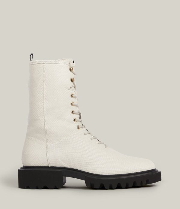 Maren white leather snake boots for women - Image 2