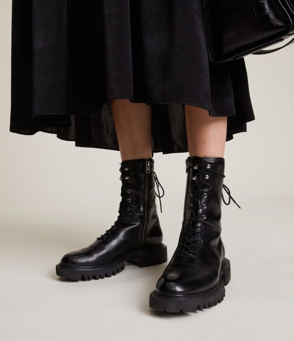 Maren black leather boots for women - Image 2