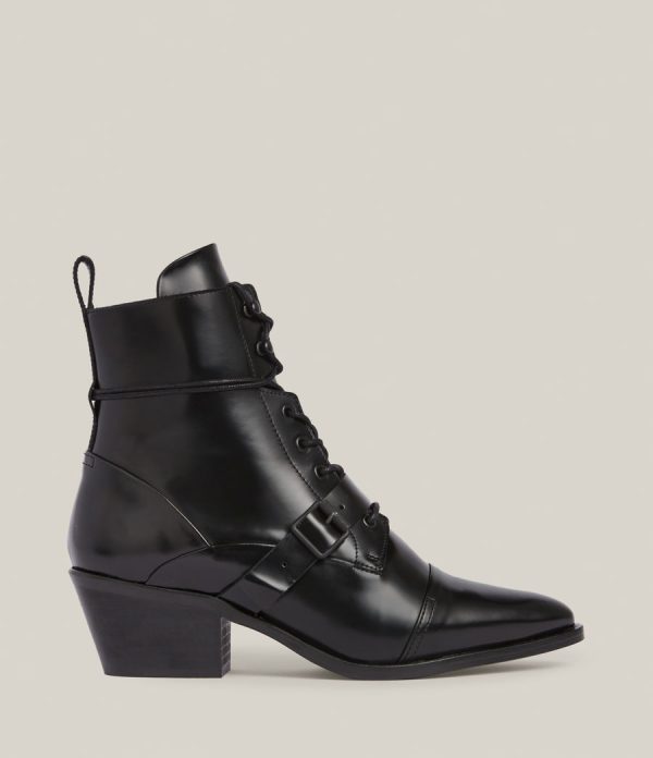 Katy poli black leather boots for women - Image 2