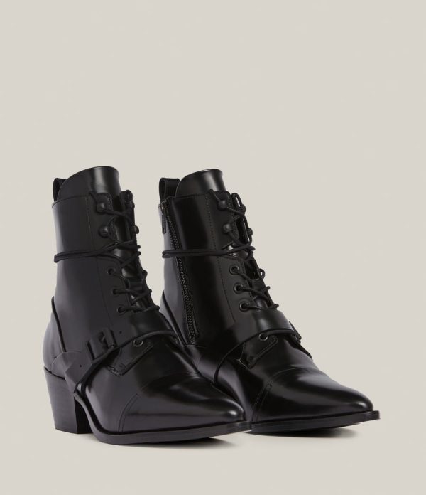 Katy poli black leather boots for women - Image 4