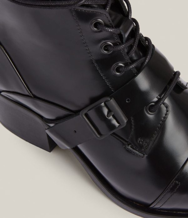 Katy poli black leather boots for women - Image 3