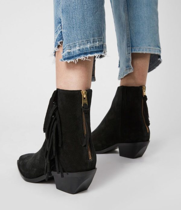 Layla suede fringe black boots for women - Image 2