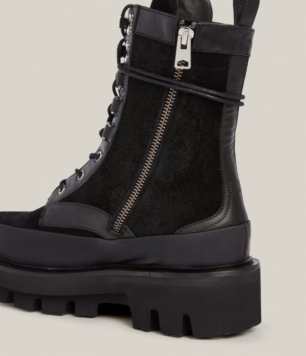 Bexley black leather suede boots for women - Image 3