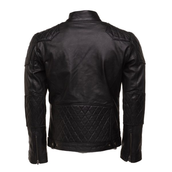 Welsh's moto style leather jacket with diamond stitching details - Image 2