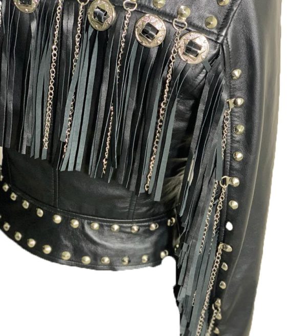 Western fringed women's biker jacket - Image 4