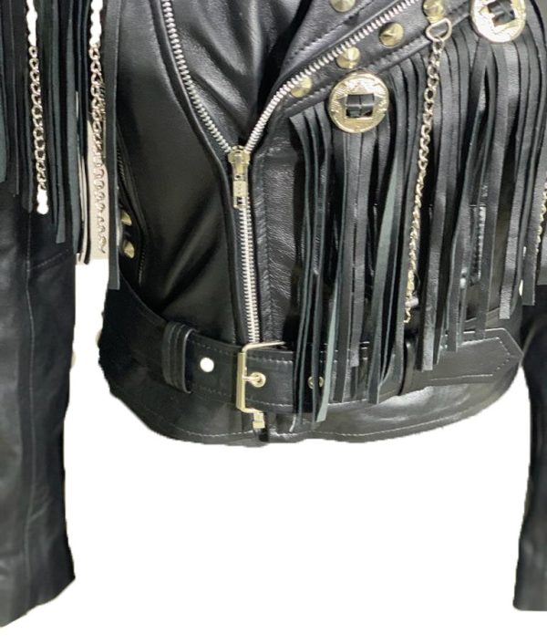 Western fringed women's biker jacket - Image 5