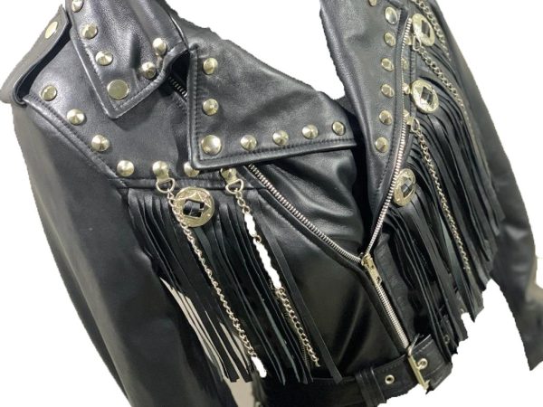 Western fringed women's biker jacket - Image 6