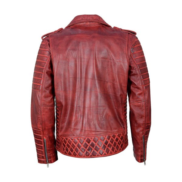 Antique Red Quilted Biker Jacket - Image 2