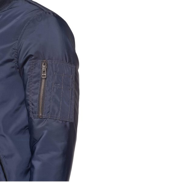 Zak's blue Nylon flight jacket with ribbed waist - Image 4